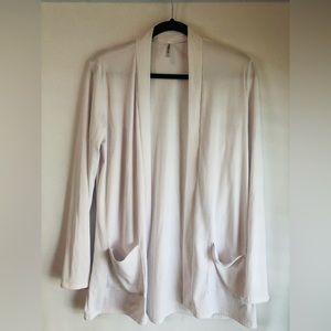 White Cardigan Jacket Large Pockets Size Large